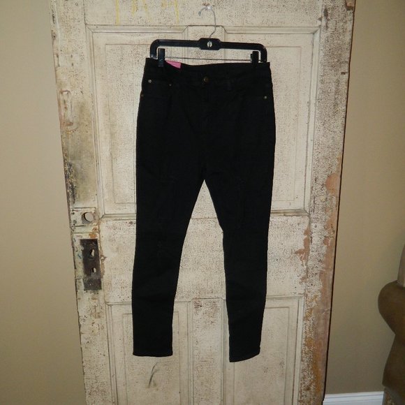 Tengfu Black Distressed Denim Jeans Black Size 10 (JJ-16) - Picture 1 of 6